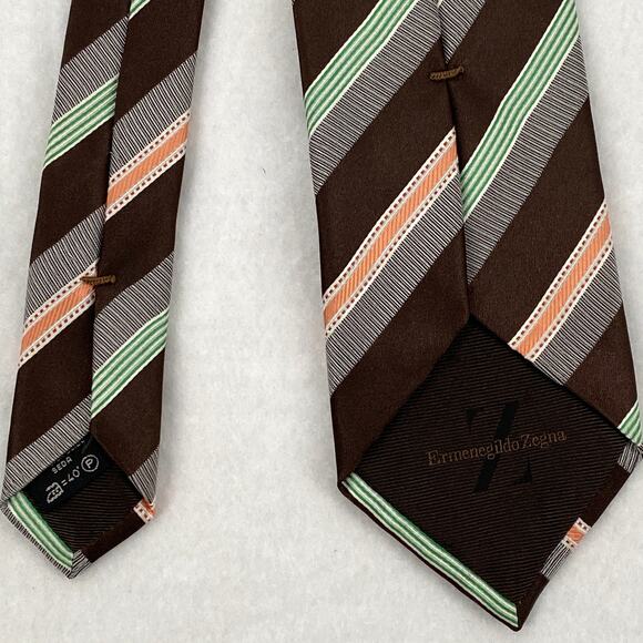 Mens 100% Silk Neck Tie Ermenegildo Zegna Italy 60/3.5 - Picture 6 of 7